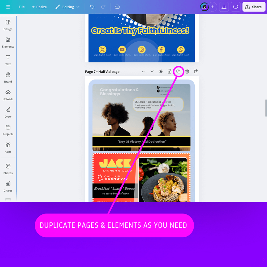 canva duplicate page