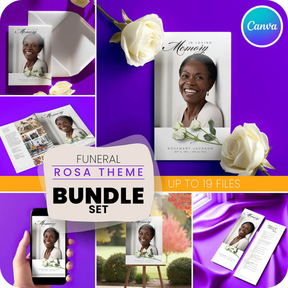 funeral templates design bundle for canva