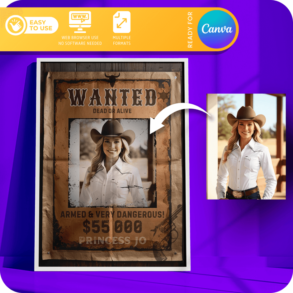DIY wanted poster template canva