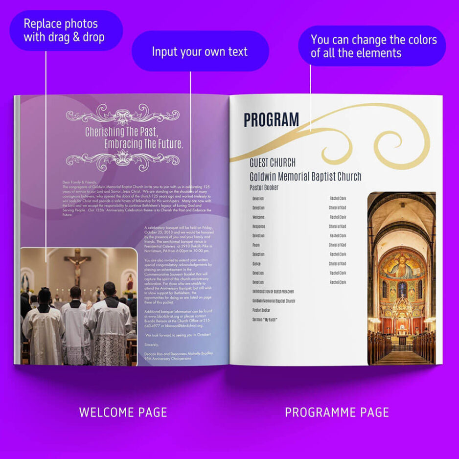 Church Souvenir Book Ad Template for Canva program
