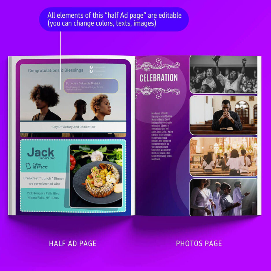 Church Souvenir Book Ad Template for Canva photo