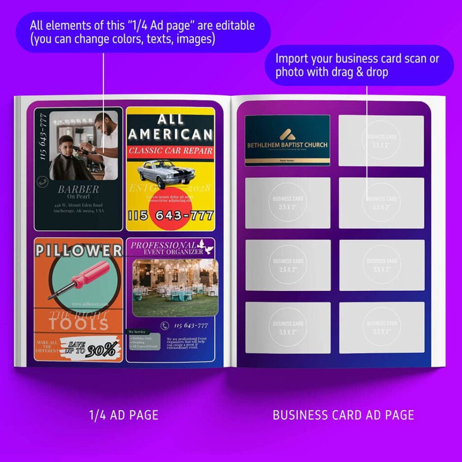 Church Souvenir Book Ad Template for Canva