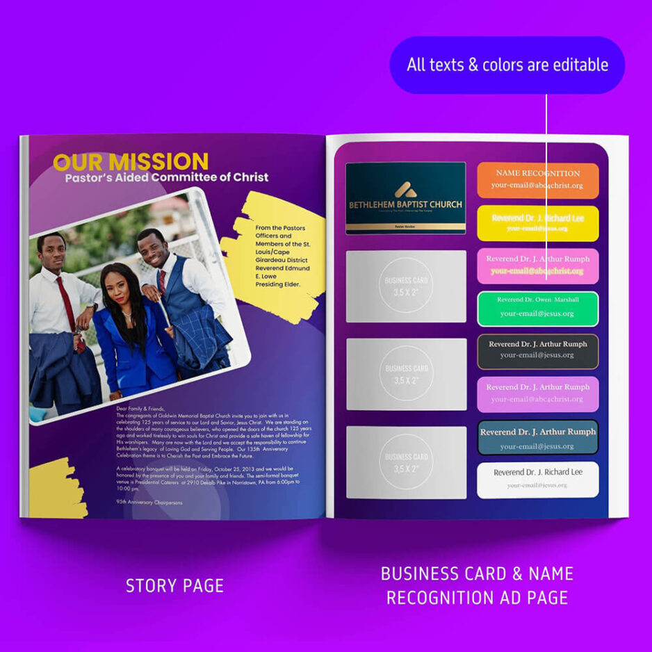 Church Souvenir Book Ad Template for Canva story