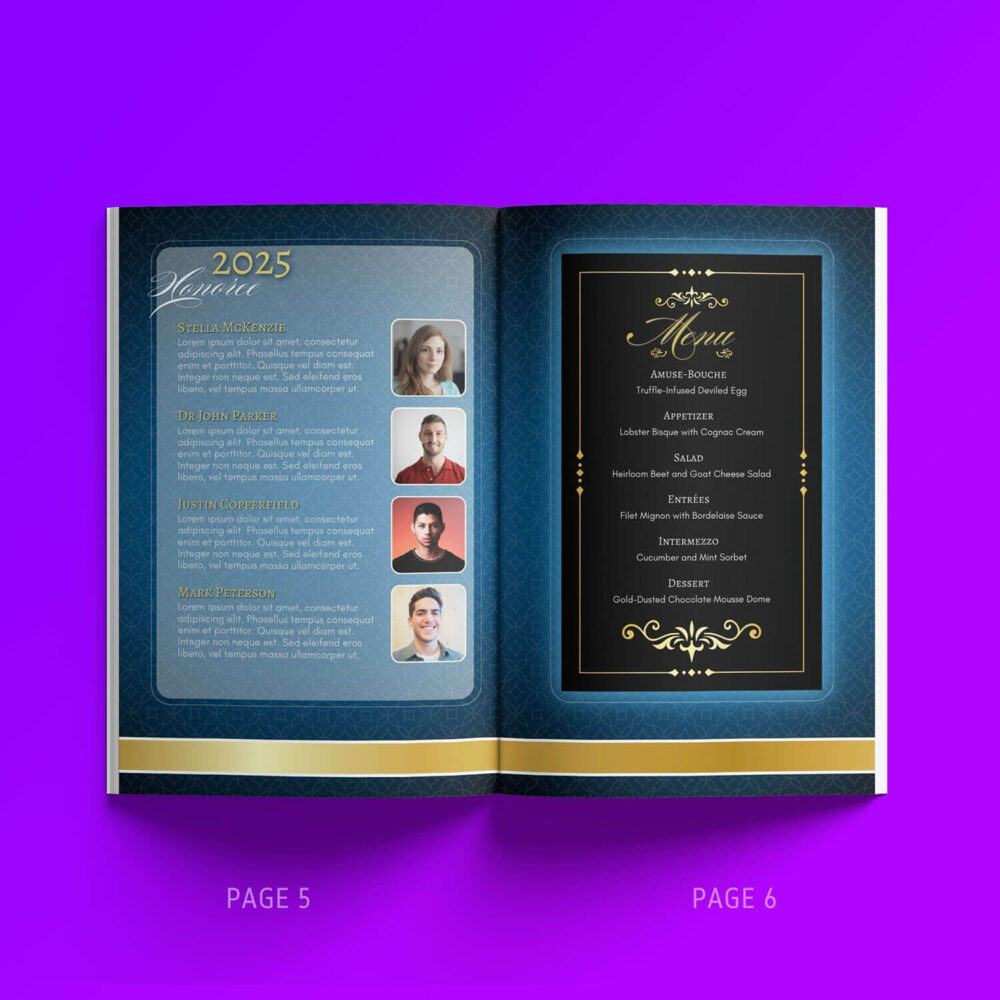 Anniversary Gala Program Template - Luxuary Blue Gold page 1