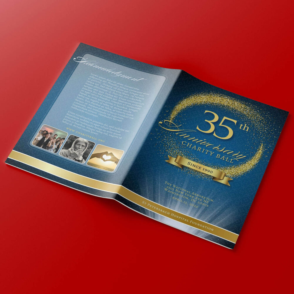 Anniversary Gala Program Template - Luxuary Blue Gold for canva