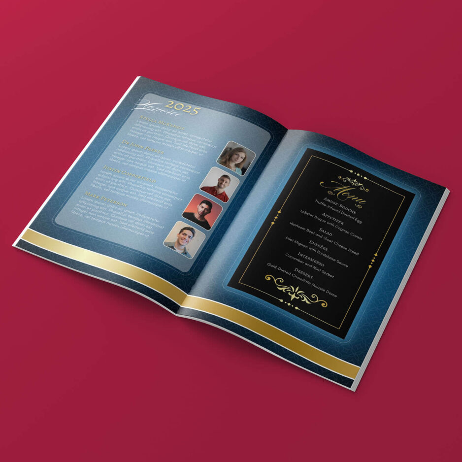 Anniversary Gala Program Template - Luxuary Blue Gold interior