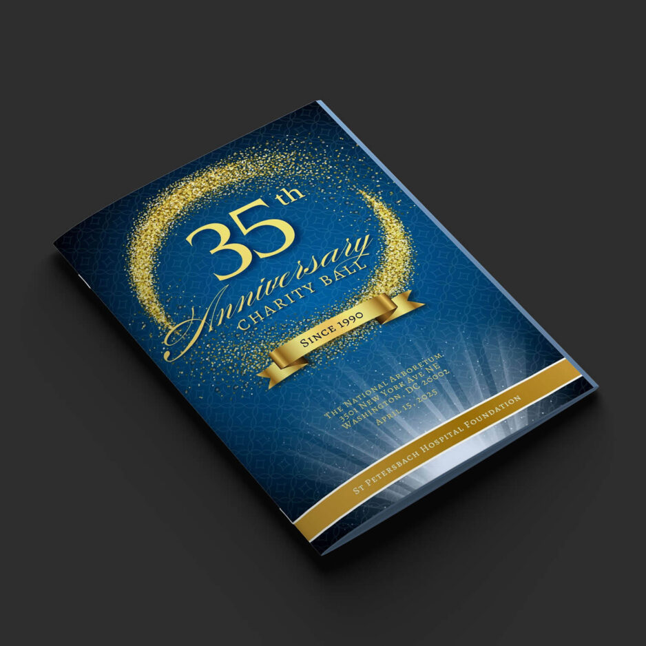 Anniversary Gala Program Template - Luxuary Blue Gold vover