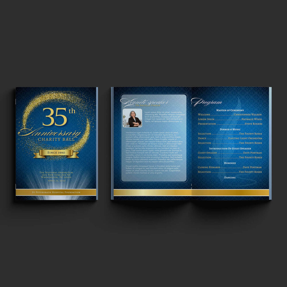 Anniversary Gala Program Template - Luxuary Blue Gold cover