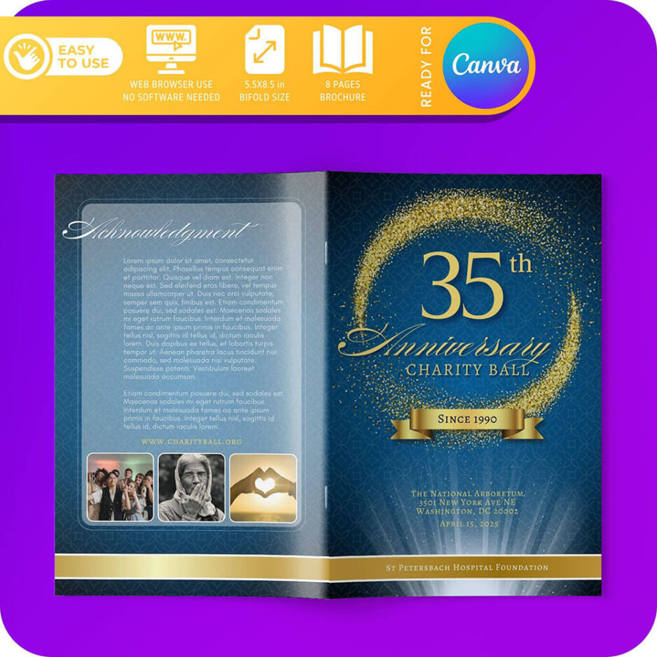 Anniversary Gala Program Template - Luxuary Blue Gold