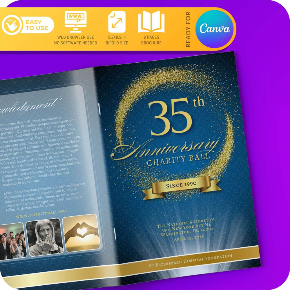 Anniversary Gala Program Template - Luxuary Blue Gold