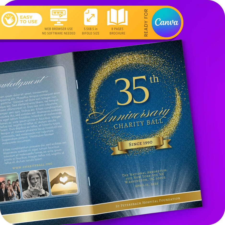 Anniversary Gala Program Template - Luxuary Blue Gold