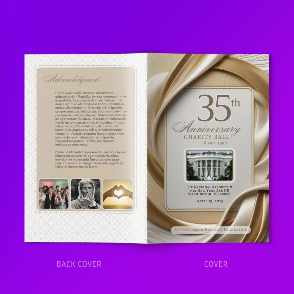 Anniversary Gala Program Template - Luxuary Cream drape cover