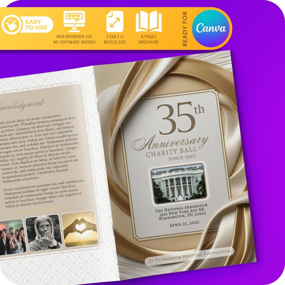 Anniversary Gala Program Template - Luxuary Cream drape