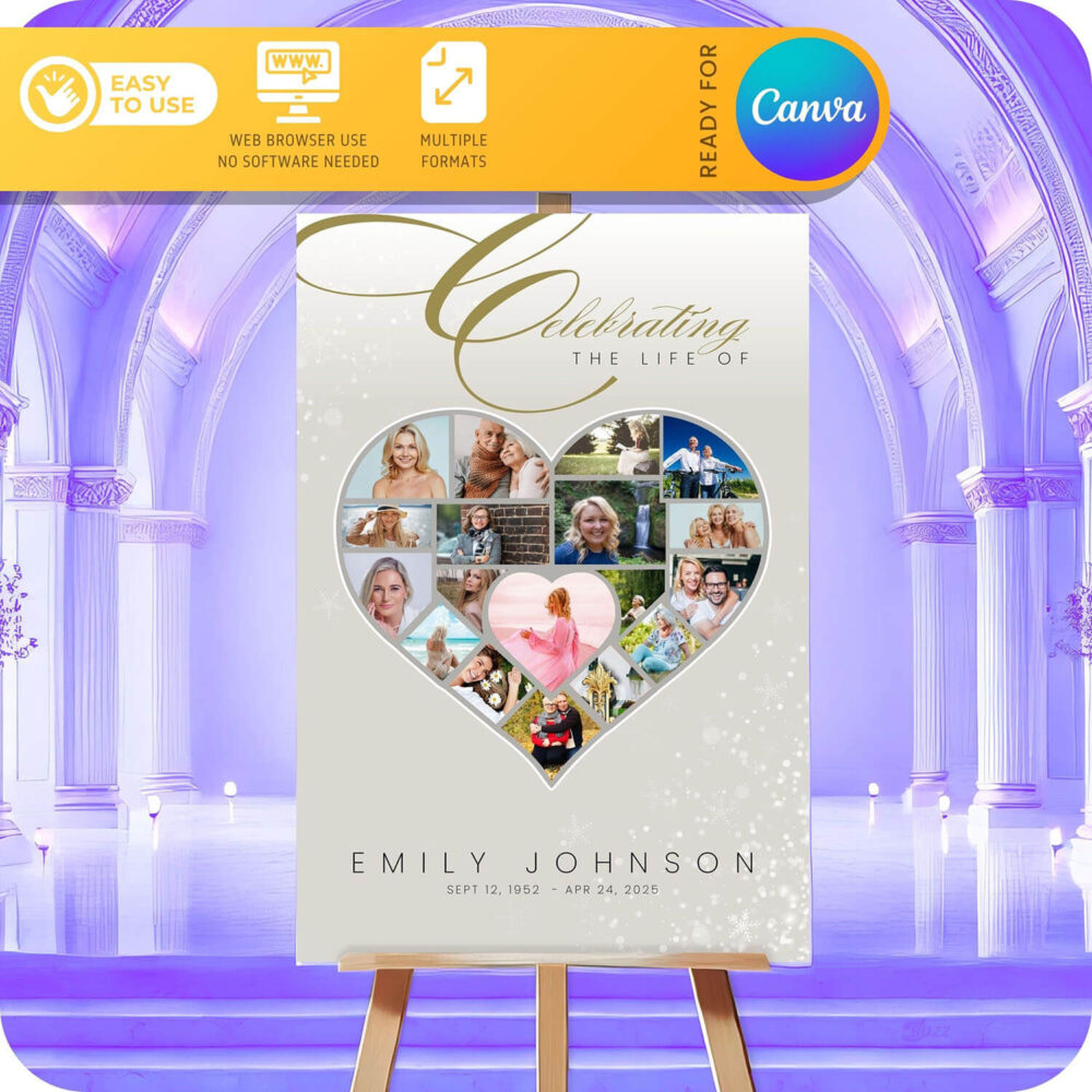 funeral welcome sign poster heart