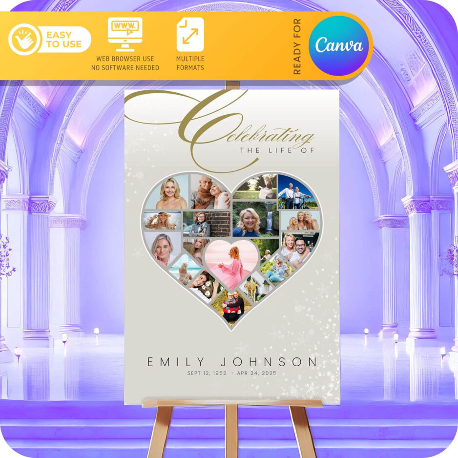 funeral welcome sign poster heart