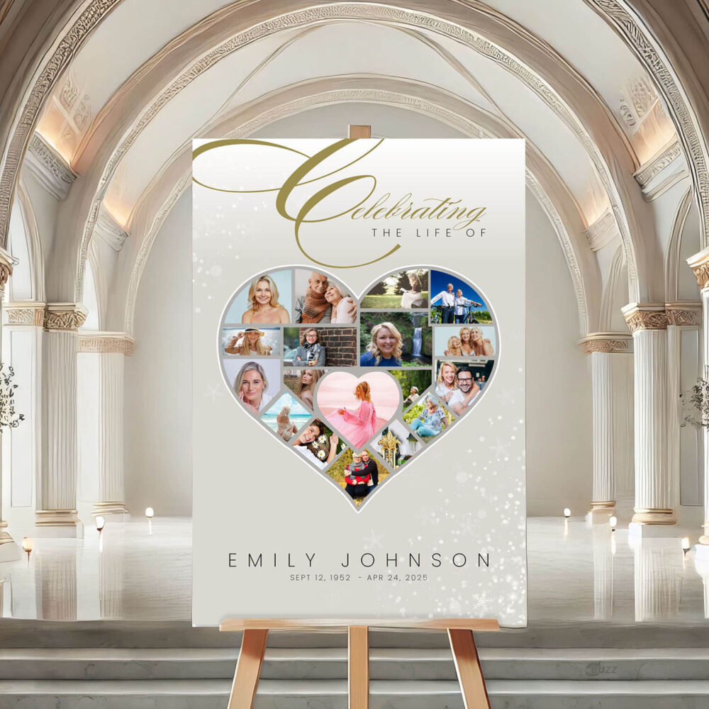 funeral welcome sign poster heart template