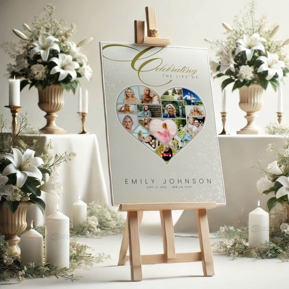 Wedding welcome sign poster heart