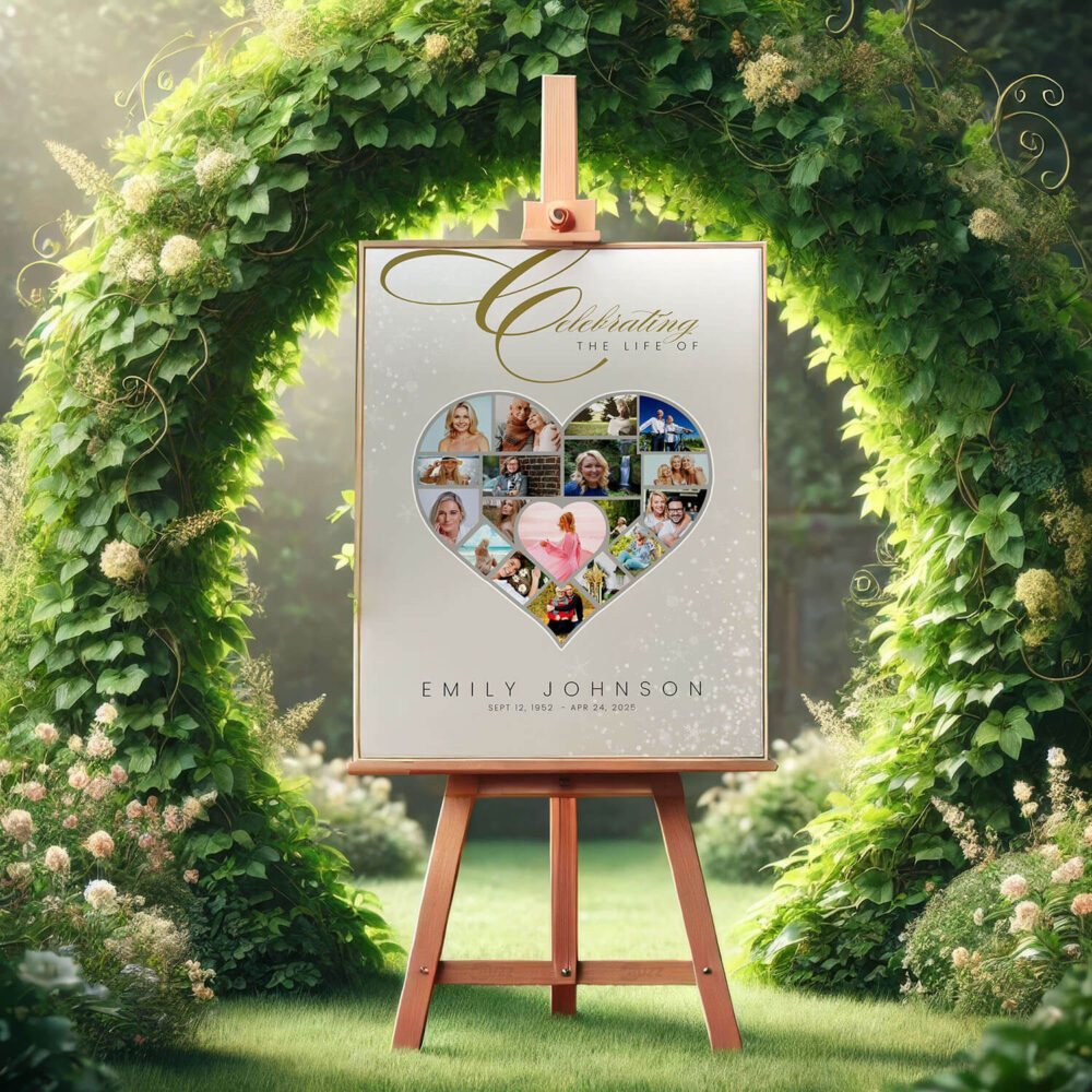 Wedding welcome sign poster heart template