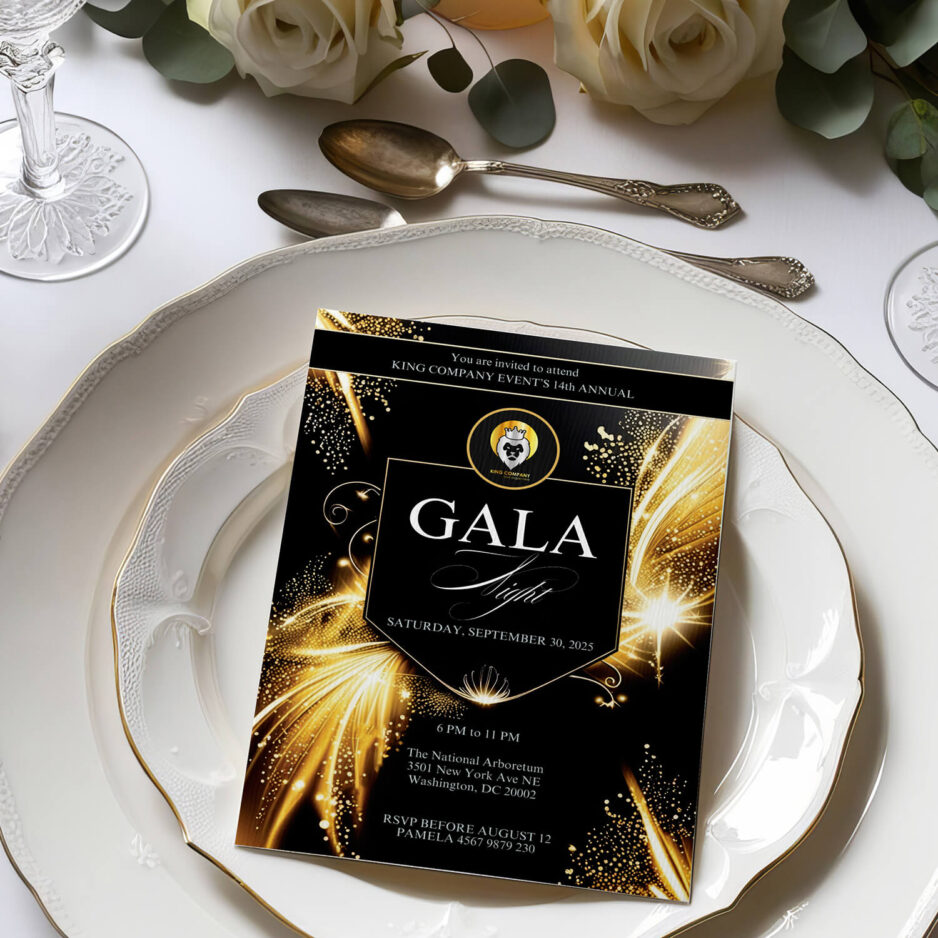 editable Gala night invitation card template