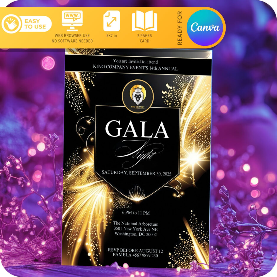 Gala night invitation card template