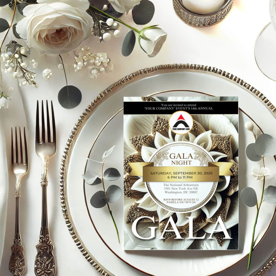 editable Anniversary gala invitation template