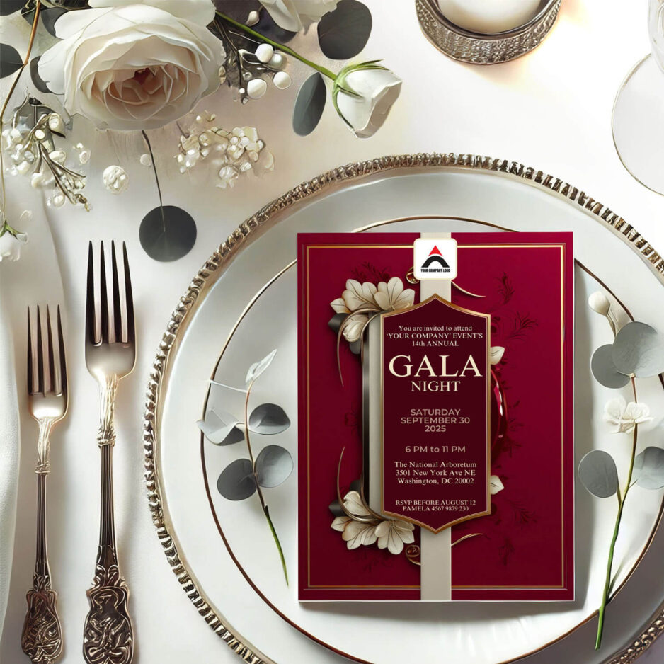 editable Gala invitation card template