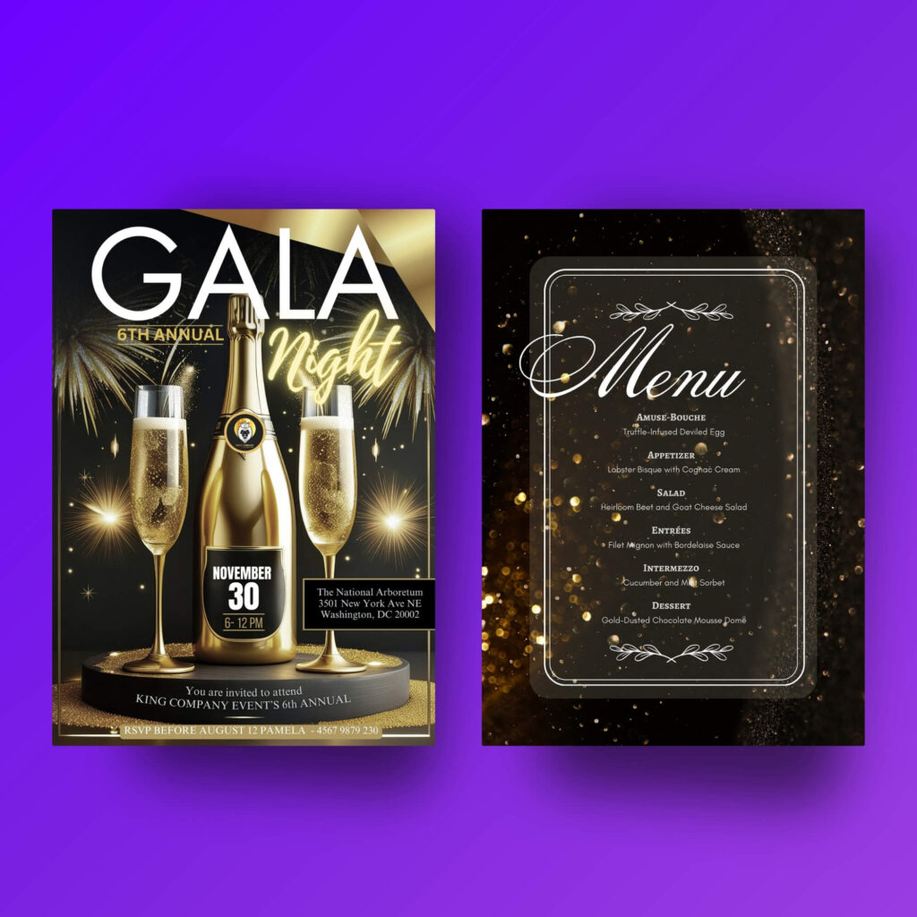 Gala Night Party Invitation Card Template DIY | Ready for Canva