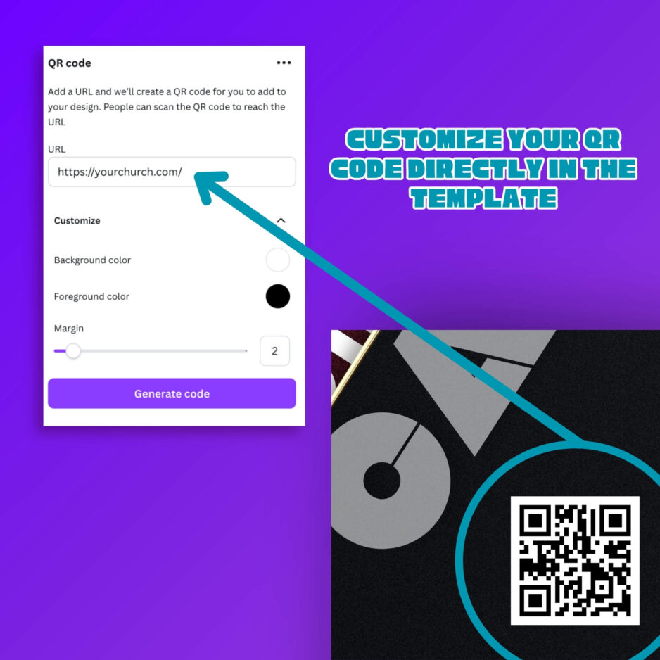 qr code church connect card template