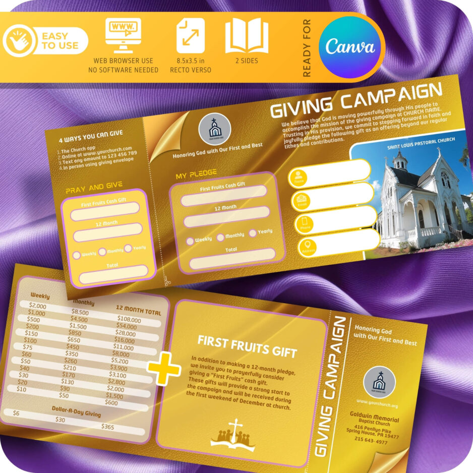 Church donation card Template