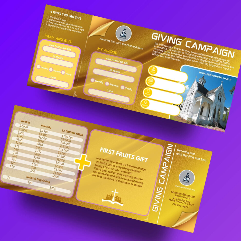 diy Church donation card Template