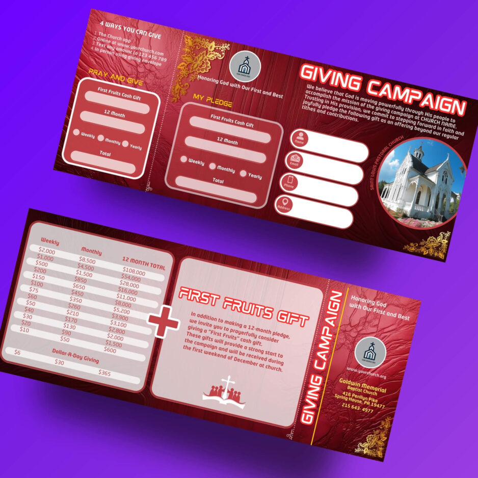 editable Church Giving card Template